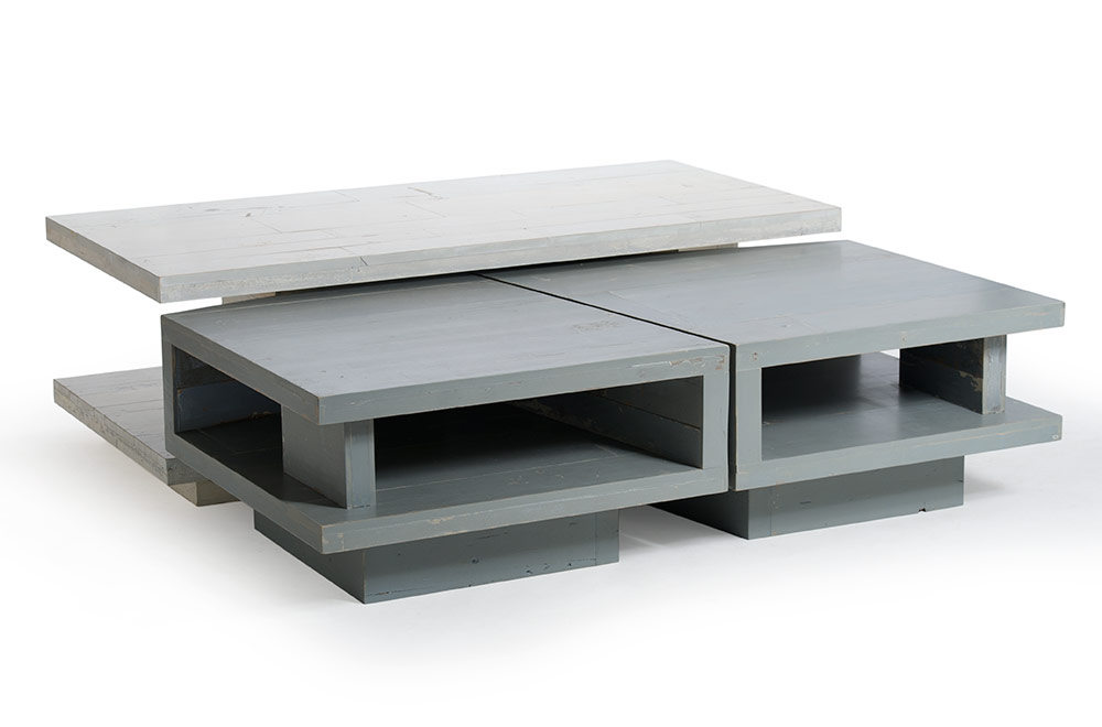 Tavolino da caffè soggiorno in legno grigio design personalizzabile