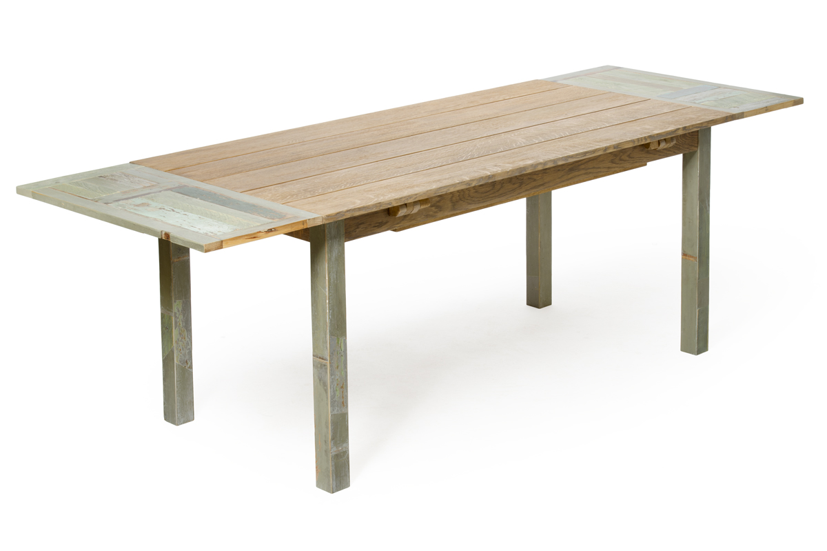 Laquercia21 tavolo Clavicembalo allungato rovere e abete e legno di recupero