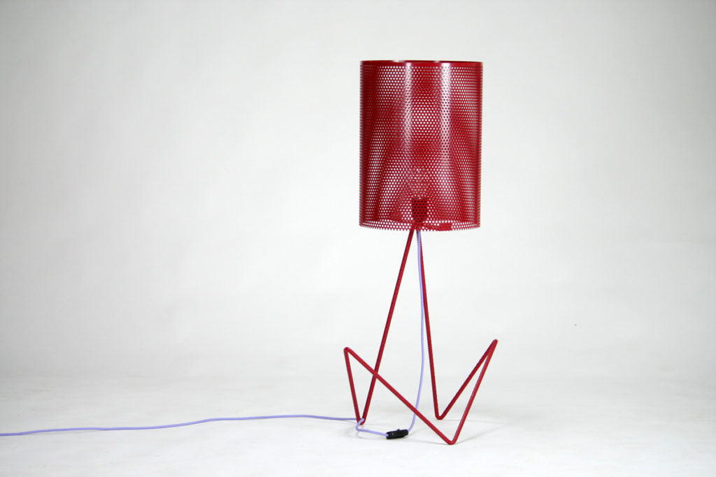 lampada design tondino di ferro rosso