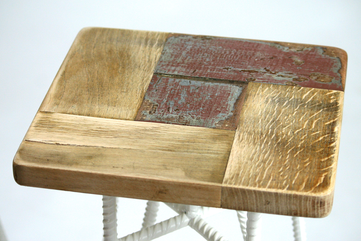 seduta sgabello alto da bar ferro e legno di recupero