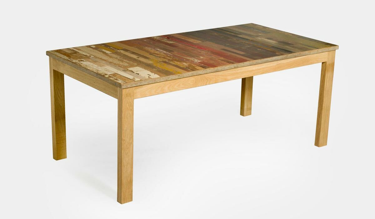 Tavolo in legno massello Vulcano legni di recupero colorati