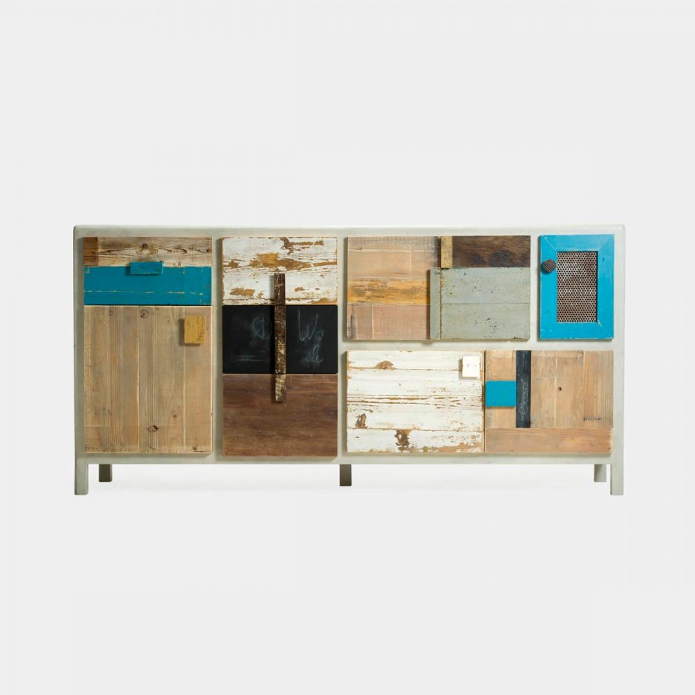 mobile credenza moderna soggiorno in legno al maturale e colorato