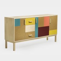 credenze per soggiorno, credenza vintage colorata