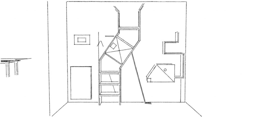 disegno progetto parete attrezzata