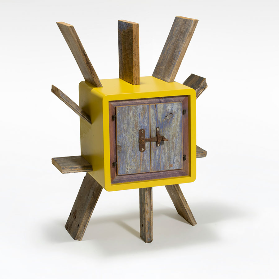 piccoli mobili moderni per soggiorno colorato con sportello in legno di recupero